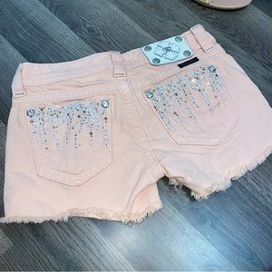 Miss Me Bling Pink Studded Rhinestones Summer Shorts
